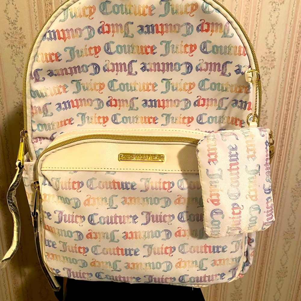 Juicy couture white word play back pack